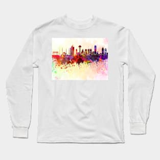 Ankara skyline in watercolor background Long Sleeve T-Shirt